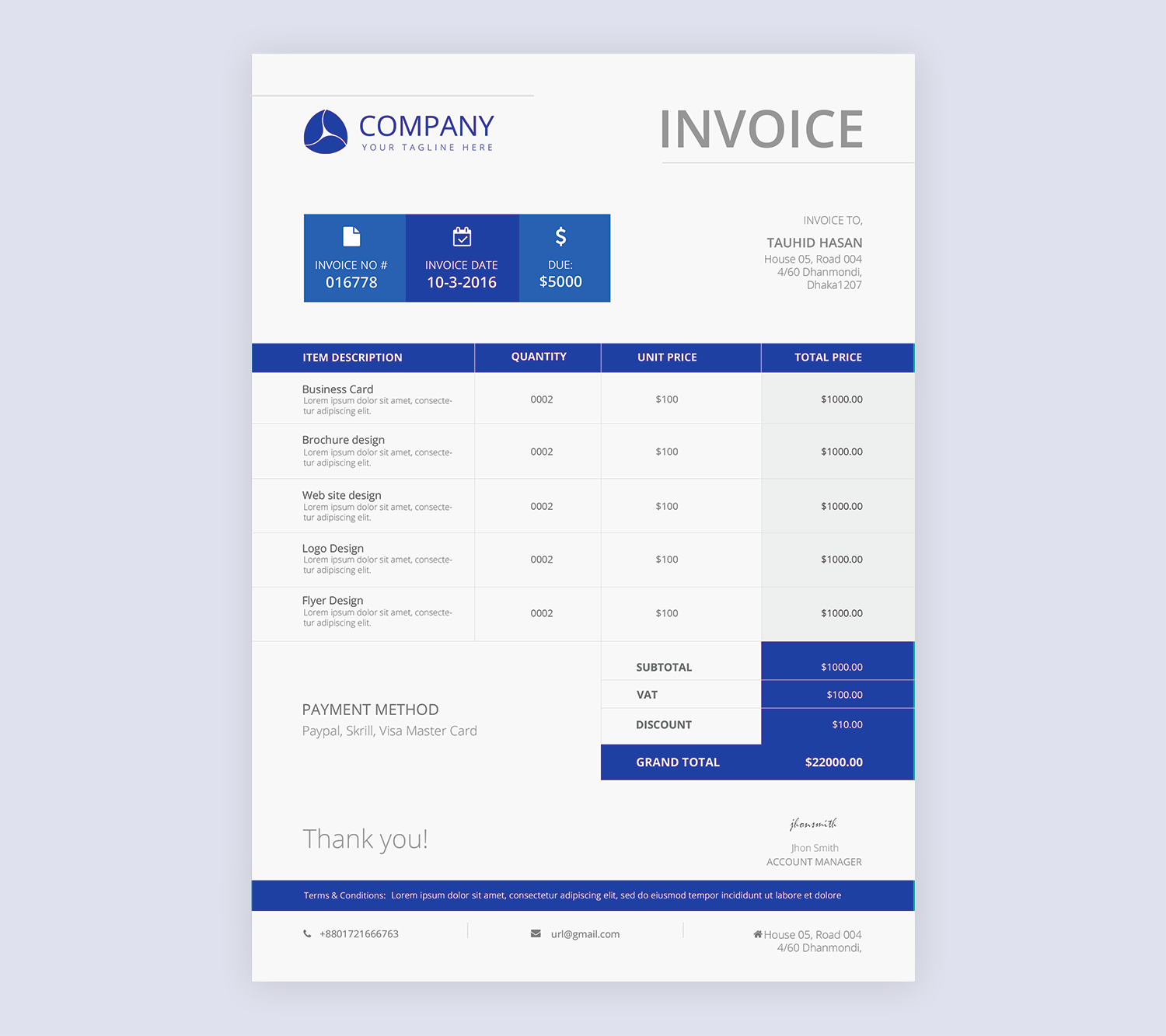 Free Graphic Designer Agency Invoice Free Psd Templates Psfiles