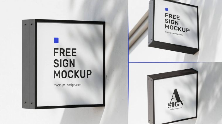 Free Premium Lightbox Wall Sign Mockup Psd Psfiles