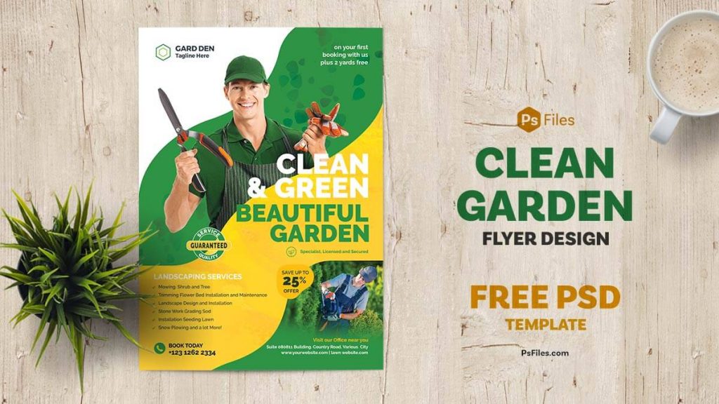 Professional Gardening Service Business Flyer Design Template Free PSD