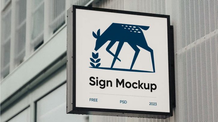 Free Premium Lightbox Wall Sign Mockup PSD PsFiles