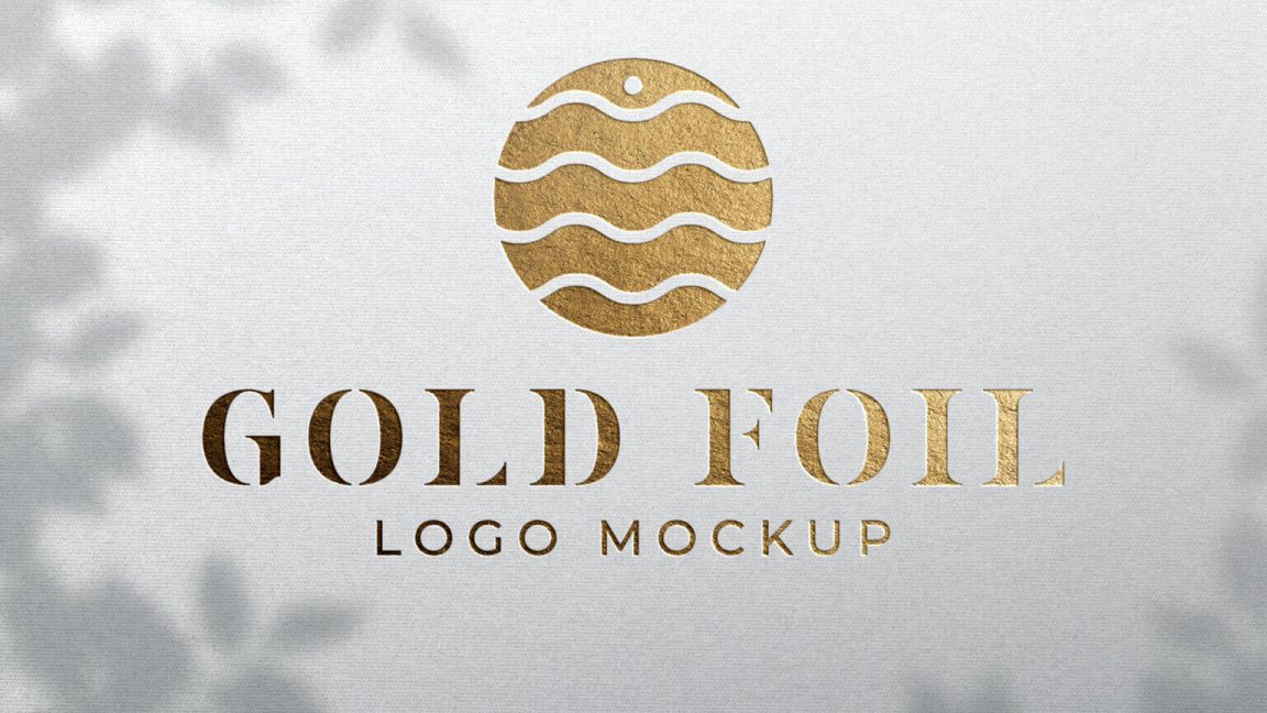 Embossed Gold Foil Logo Mockup PsFiles