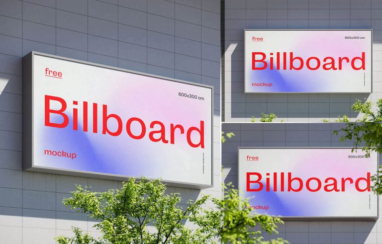 Free Wall Mounted Billboard Mockup Psd Set Psfiles