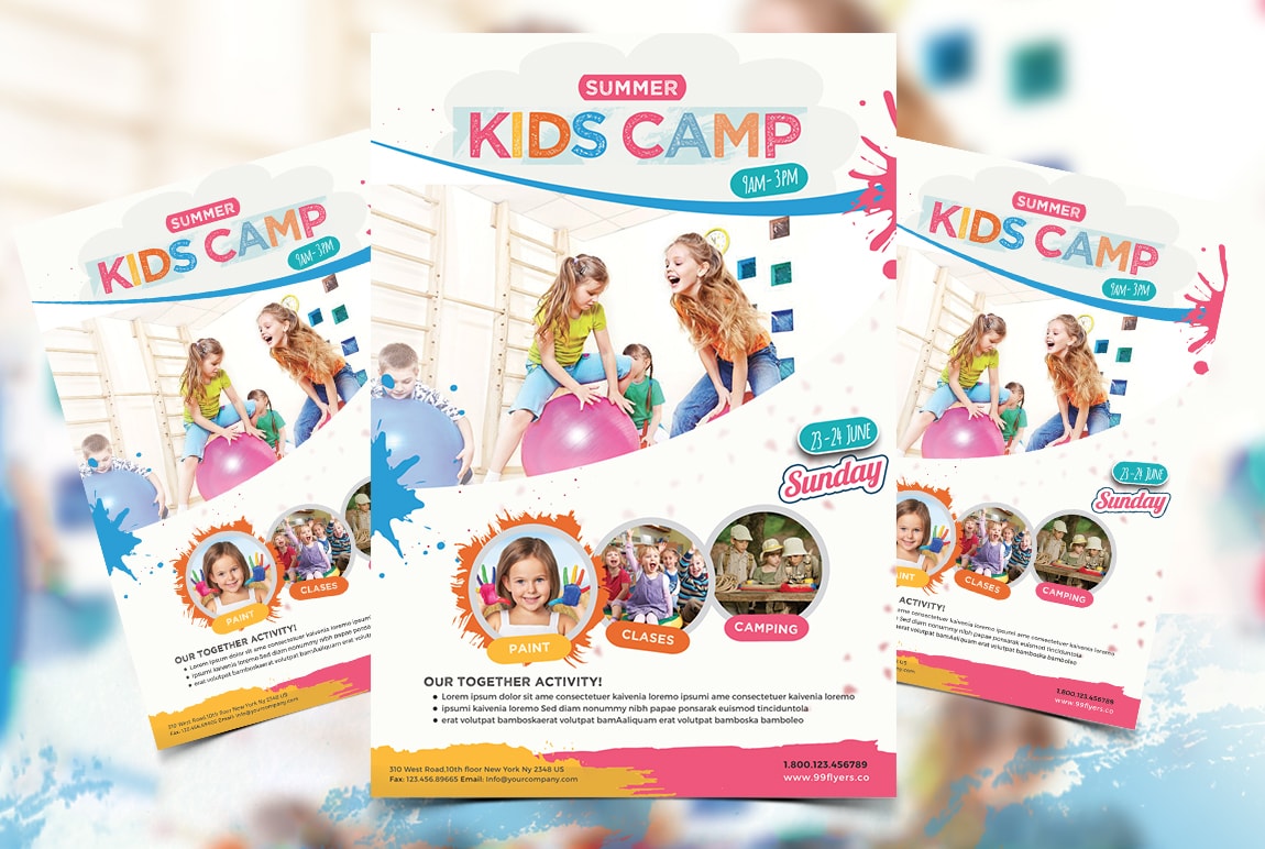 Kids Summer Camp Free PSD Flyer Template - PsFiles Intended For Summer Camp Brochure Template Free Download