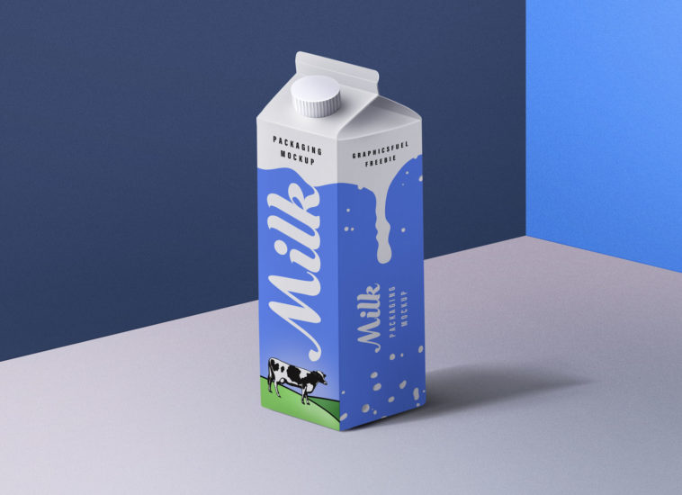 Download Free Milk Carton Box Packaging Mockup Psd Psfiles