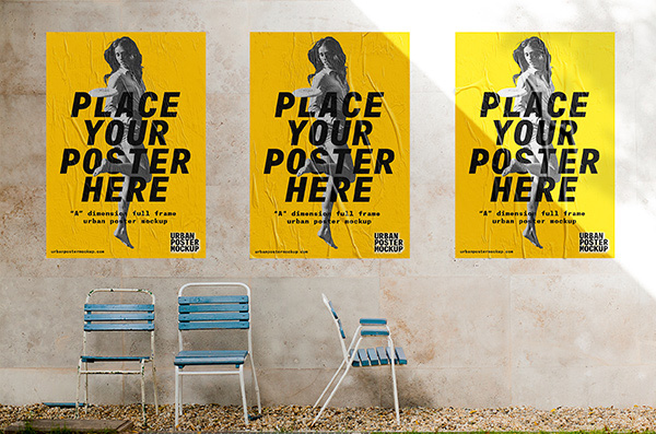 Free 3 Urban Poster MockUps PSD