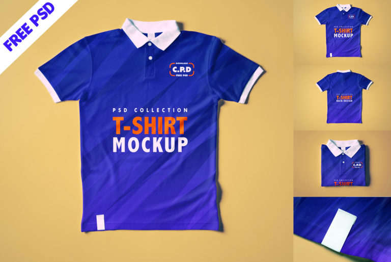 Rib Collar T-Shirt Mockup 4 PSD - PsFiles