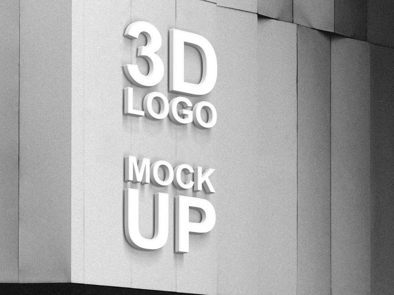 Wall Mounted 3d Sign Logo Mockup Psfiles