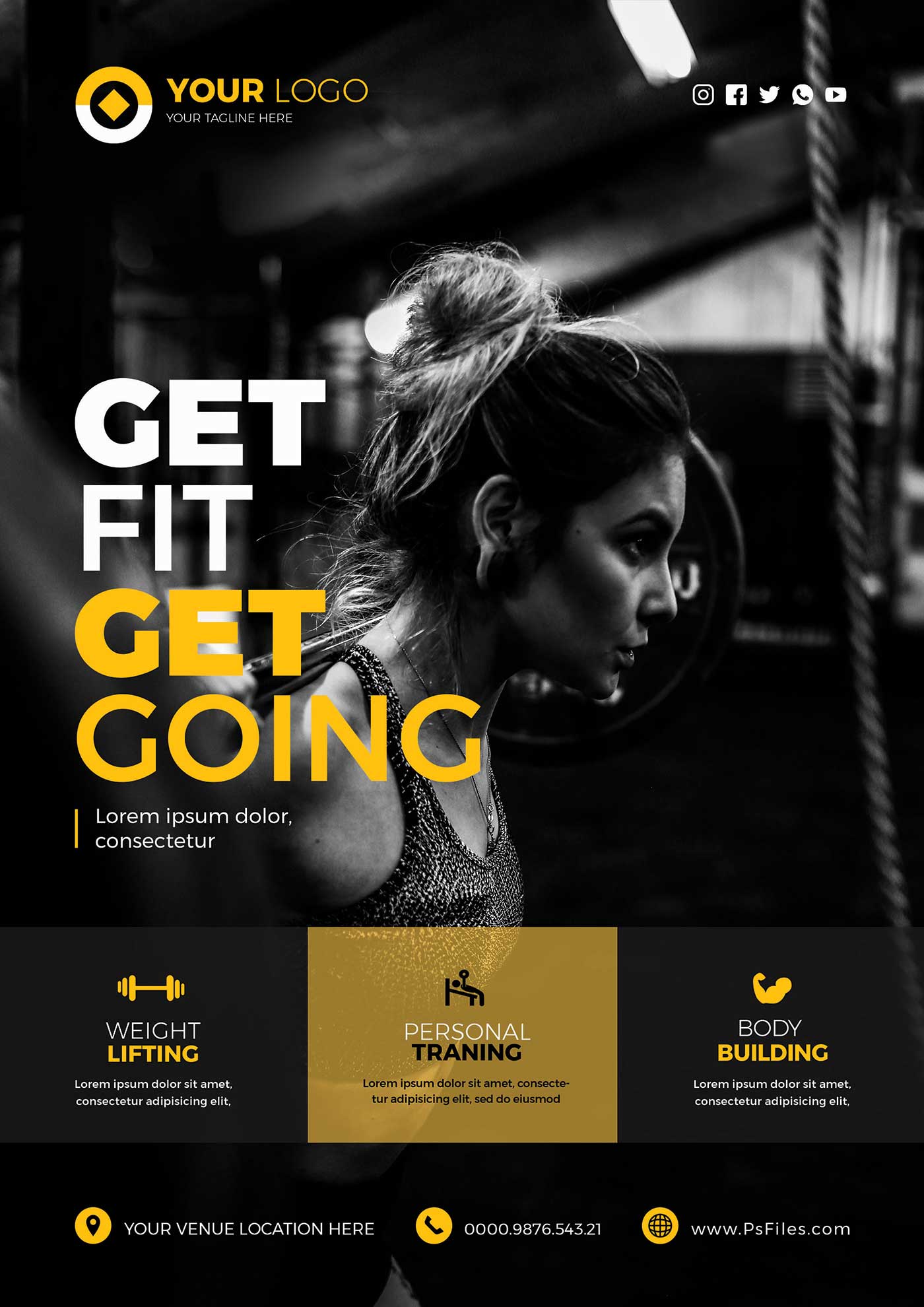 Health Club Fitness Poster PSD templates
