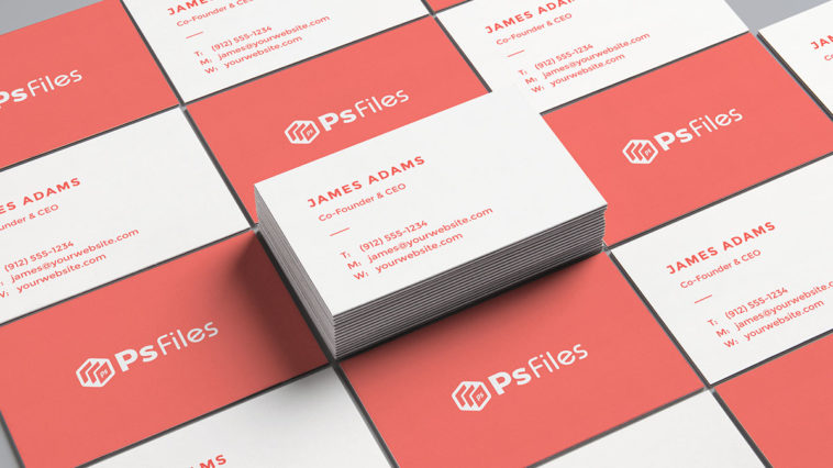 Isometic Business card Free Mockup