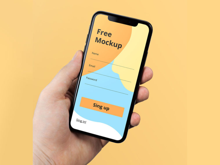 Download Iphone X In Hand Free Psd Mockup Psfiles