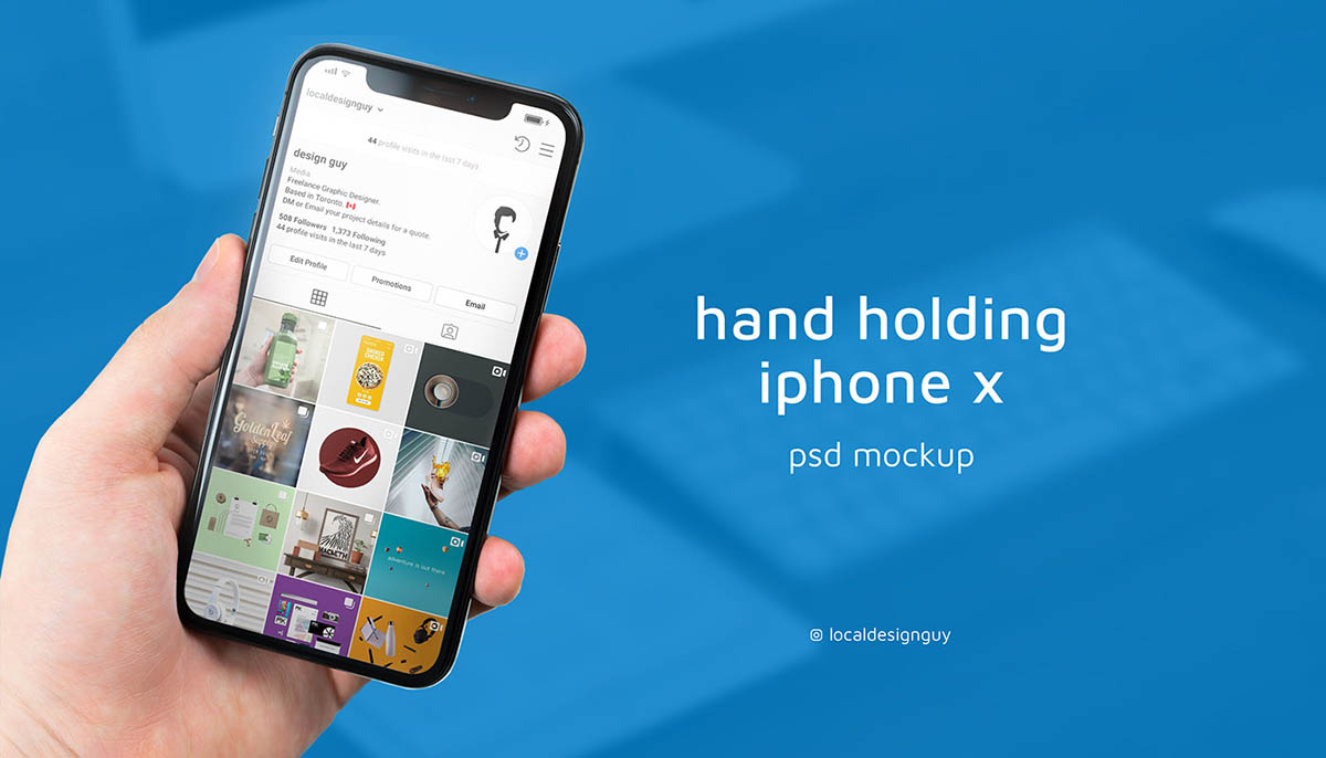 iphone in hand psd