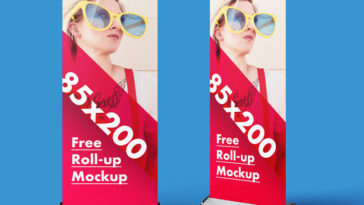 Free Roll-Up Banner Mockup 80 x 200 (PSD)