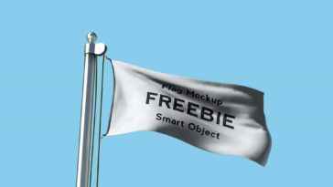 flying flag psd mockup