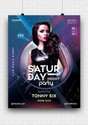 Free Saturday Night Party PSD Poster Template - PsFiles