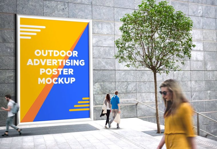 giant wall signage psd mockup