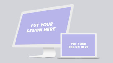 minimal iMac Macbook Free PSD mockup