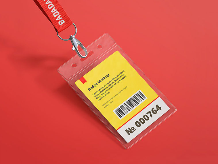 ID Card Pouch and Lynard PSD Mockup Free