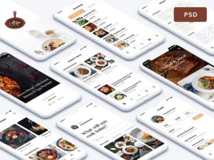 Free Food Recipe Tips Mobile App PSD UI kit File Download