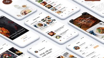 Free Food Recipe Tips Mobile App PSD UI kit File Download