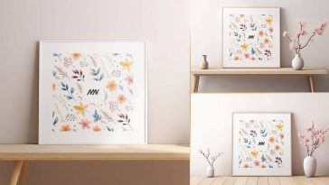 Free Square Wall Frame Mockup PSD Set