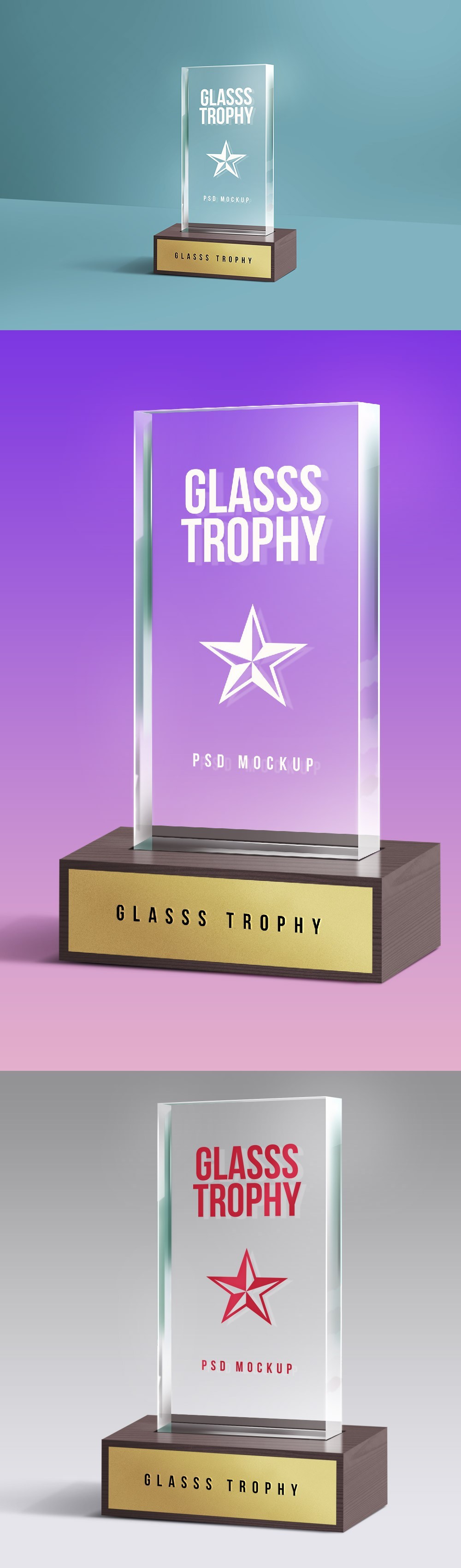 Free Acrylic Memento and Glass Trophy PSD Mock-up   