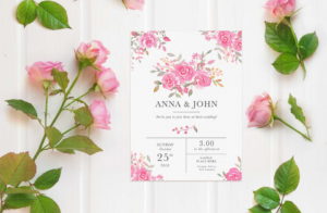 Flower PSD Invitation Card MOCKUP