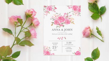 Flower PSD Invitation Card MOCKUP