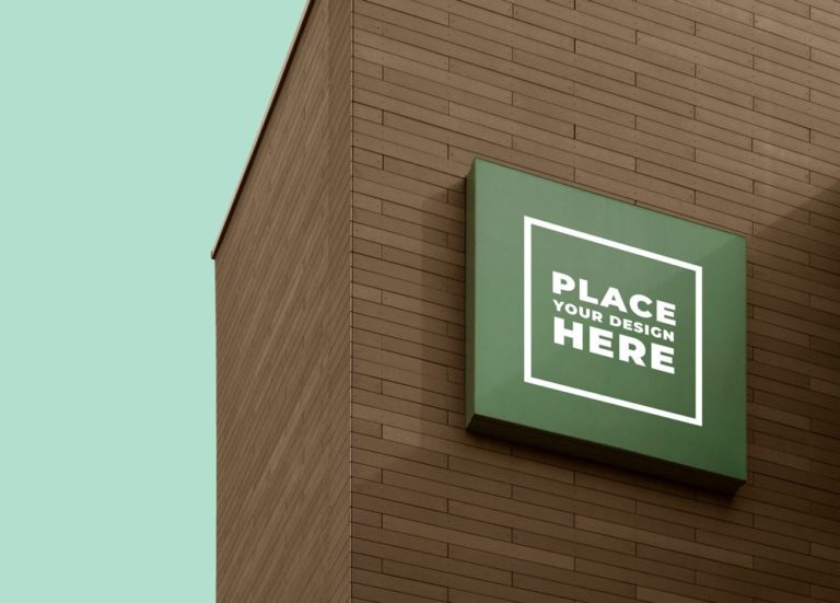 Free Square Building Sign Mockup PSD - PsFiles