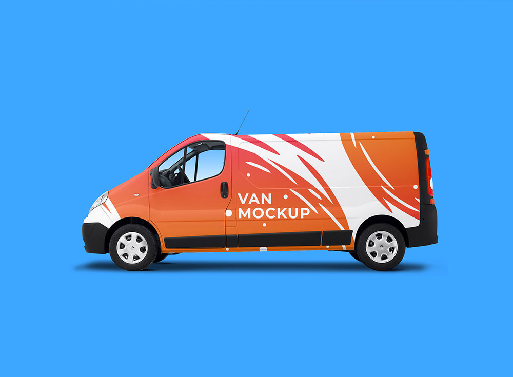 Free Delivery Traffic Van Branding Mockup Psd Psfiles