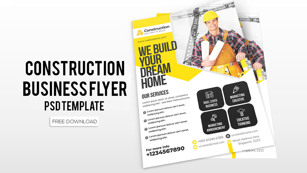 Download Free Construction Business Psd Flyer Template Psfiles PSD Mockup Templates