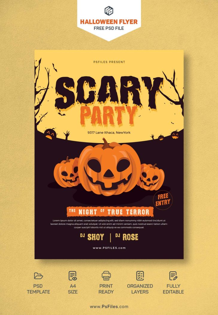 Free Minimal Halloween Scary Party PSD Flyer Template - PsFiles