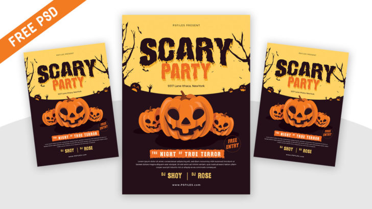 Free Minimal Halloween Scary Party PSD Flyer Template - PsFiles