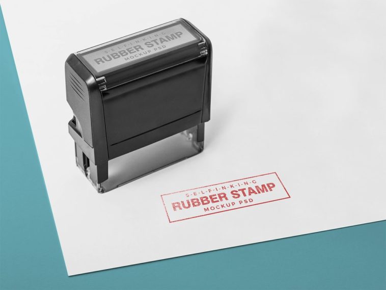 Free Self Inking Rubber Stamp Mockup
