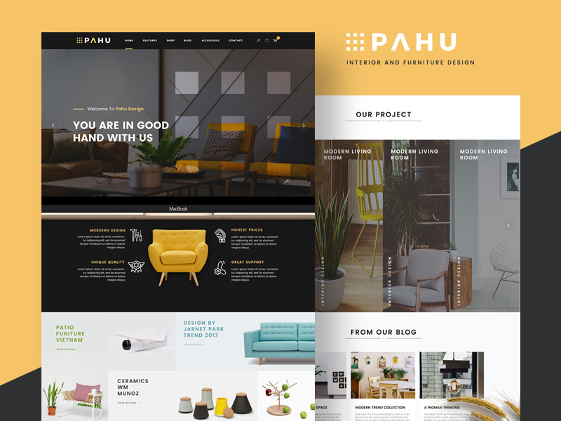 Interior and Furniture Design Ecommerce Free PSD Website Template - PsFiles