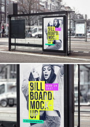 Free Bus Stop Billboard Mockup PSD - PsFiles