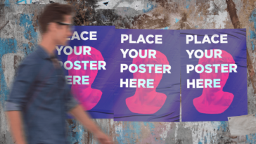 Download Free Glued Poster Mockup Psd Psfiles