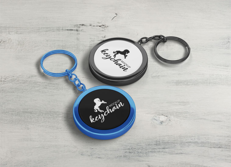 Round Shape Keychain Logo Mockup PSD