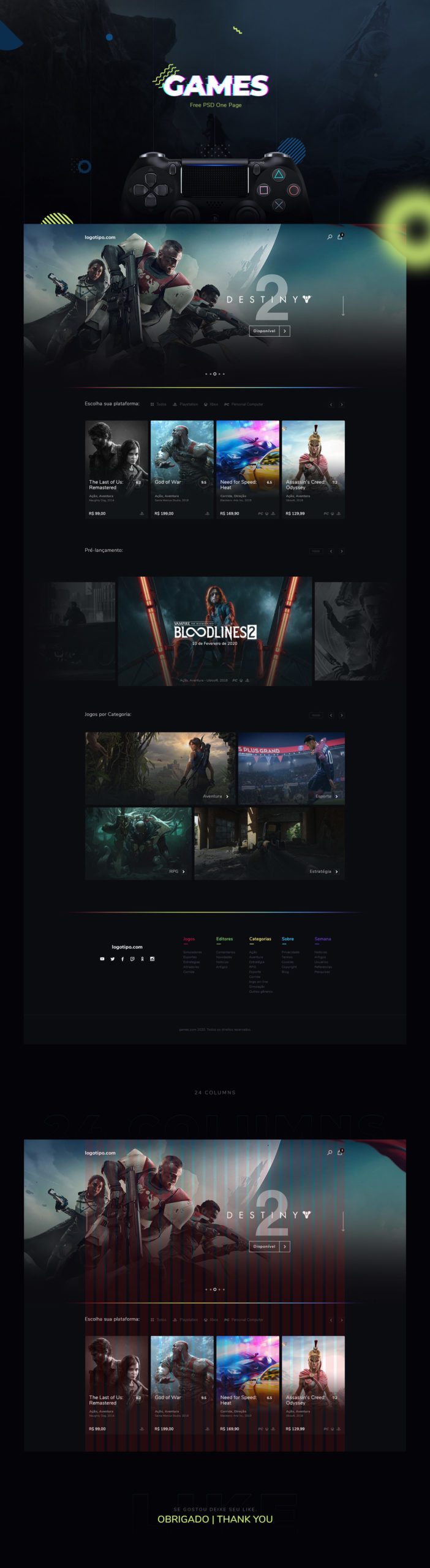 Gaming Website Design with these Free PSD template