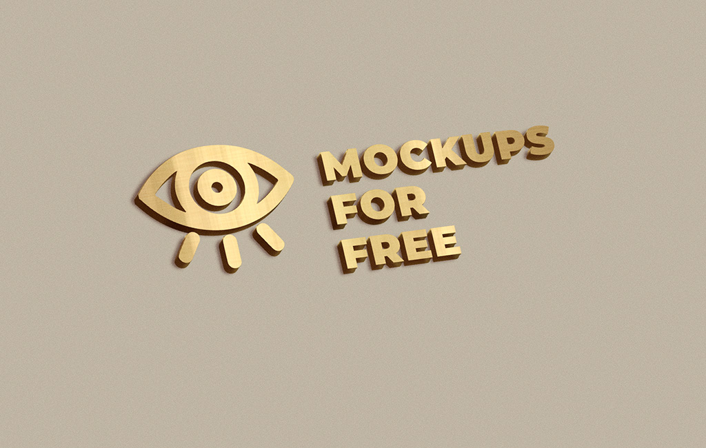 Download Free Golden 3d Logo Mockup Psfiles PSD Mockup Templates