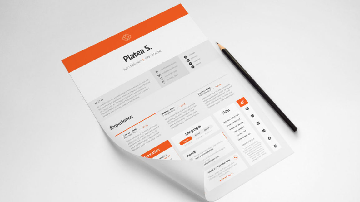 Free Beautiful Creative Resume Psd Template Psfiles