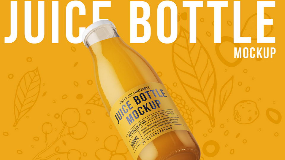 Clear Glass Bottle with Orange Juice Mockup - Free Download Images High  Quality PNG, JPG
