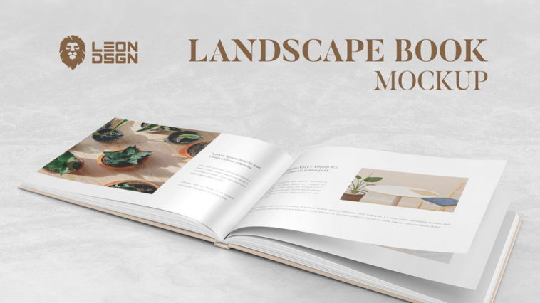 Download Free Landscape Open Book Album Mockup Psfiles