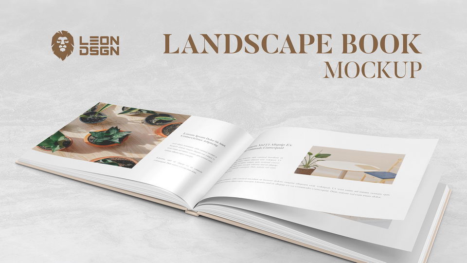 Download Free Landscape Open Book Album Mockup Psfiles PSD Mockup Templates