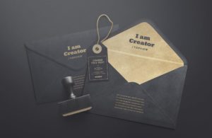 Rich Look Free PSD Envelope and Tag Mockup