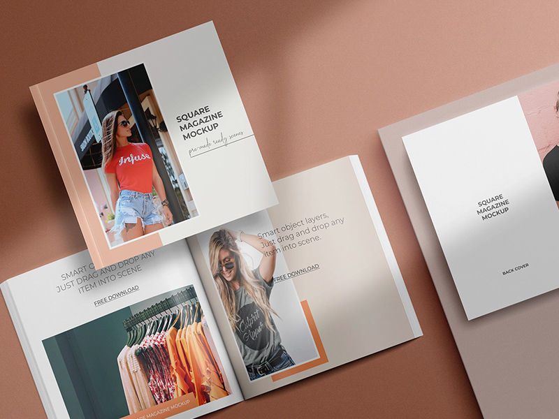 Download Free Square Magazine Psd Mockup Set Psfiles PSD Mockup Templates