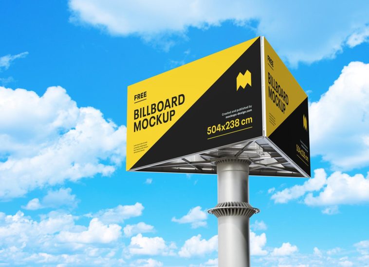 Free Triangular Triangle Triple Billboard Signange Mockup