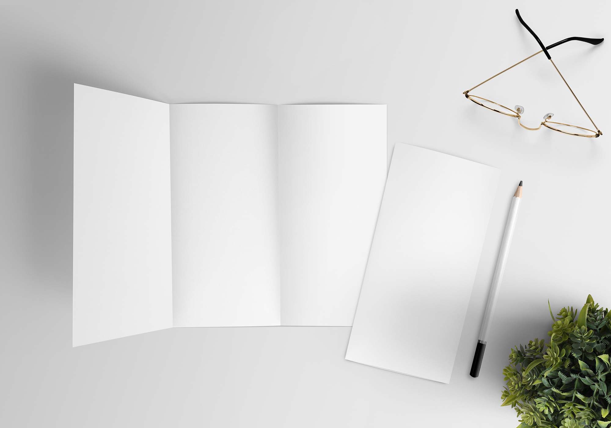 Free Trifold Brochure Mockup Scene PSD