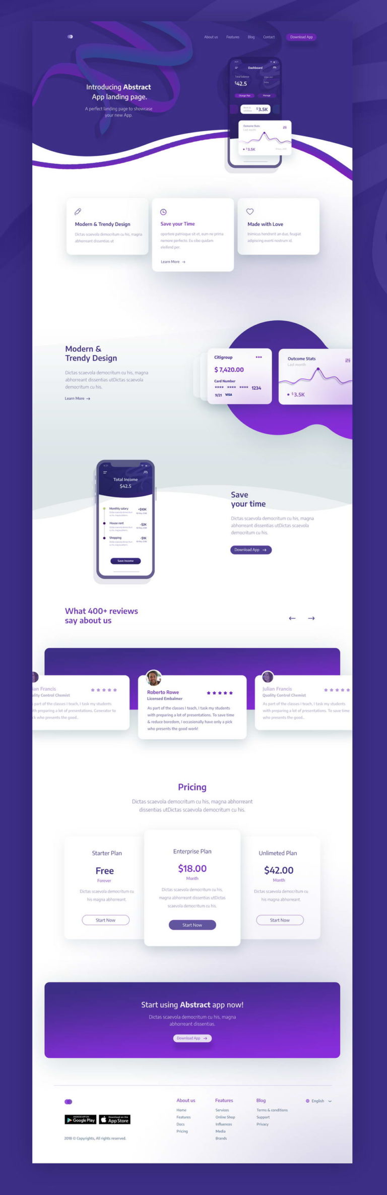 Abstract App Landing Page PSD Template - PsFiles