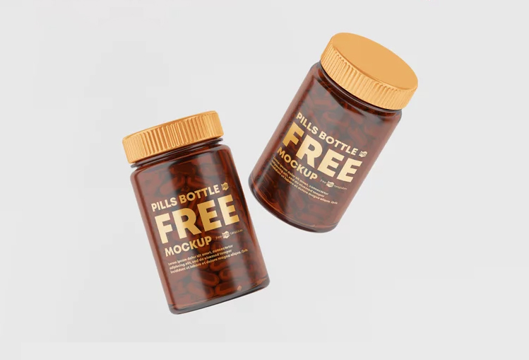 Download Amber Glass Medicine Bottle Free Mockup Psfiles