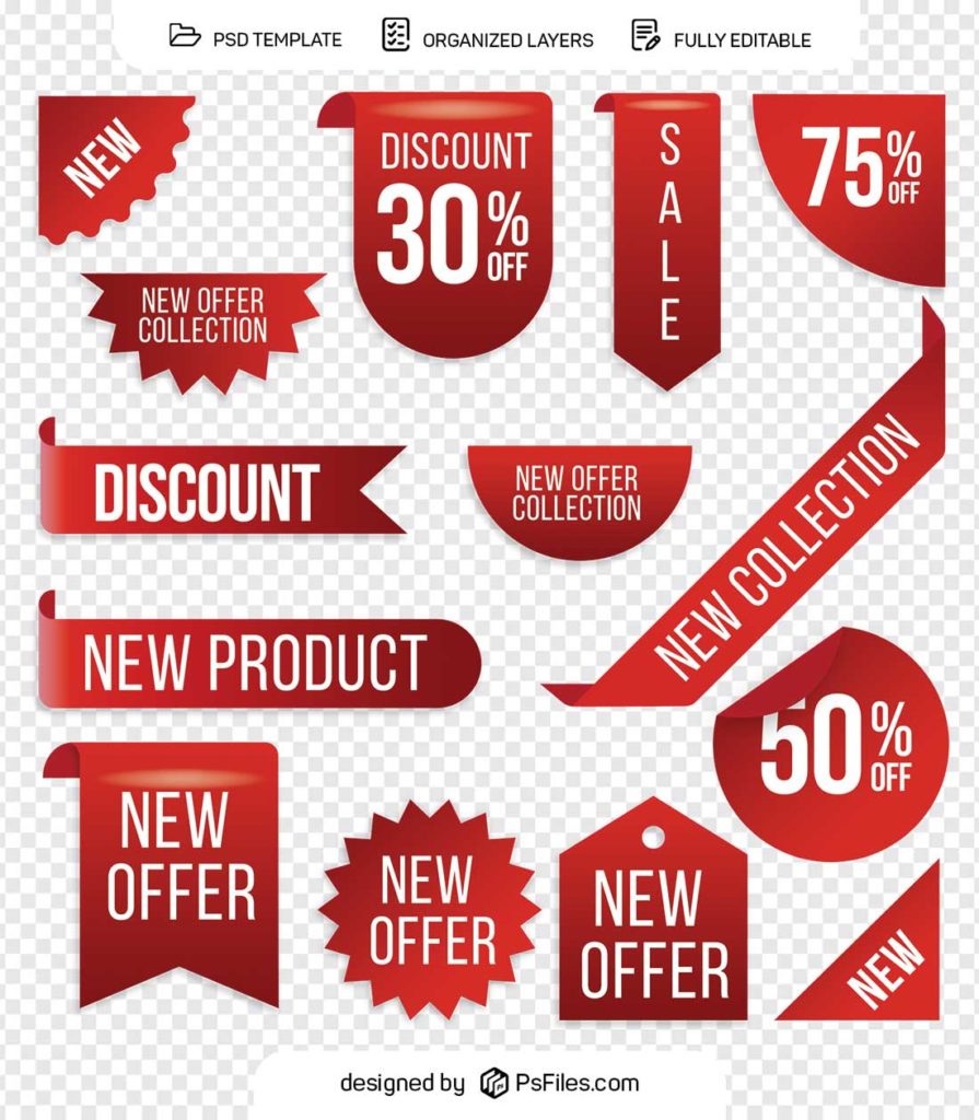 New Product 50% Discount Offer Sale Tag PSD PNG